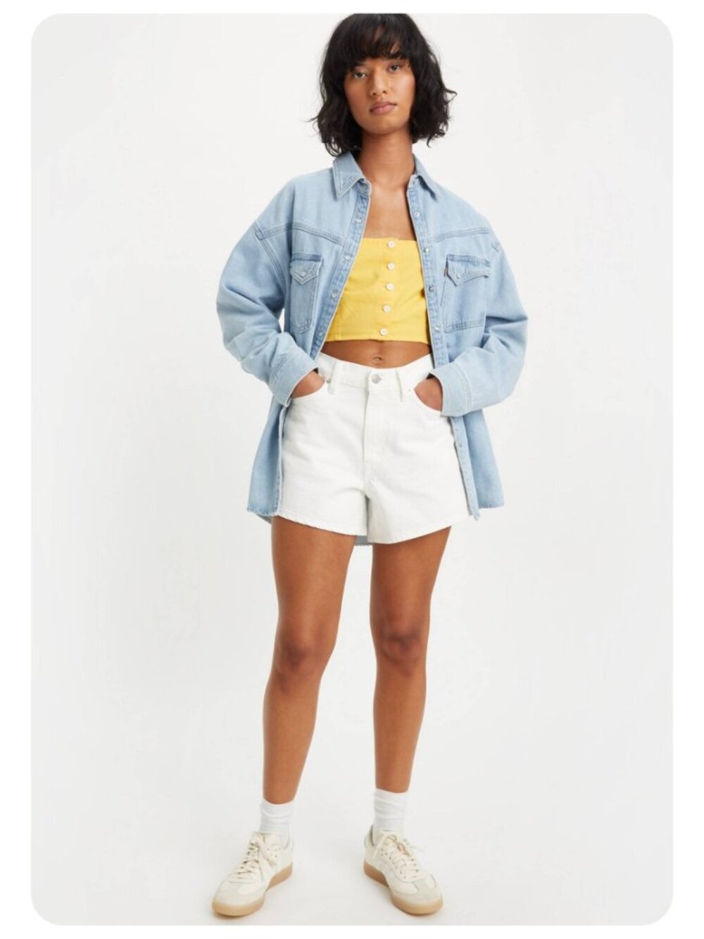 Levi’s 80s Mom Snowing in LA White Denim Shorts sz 28